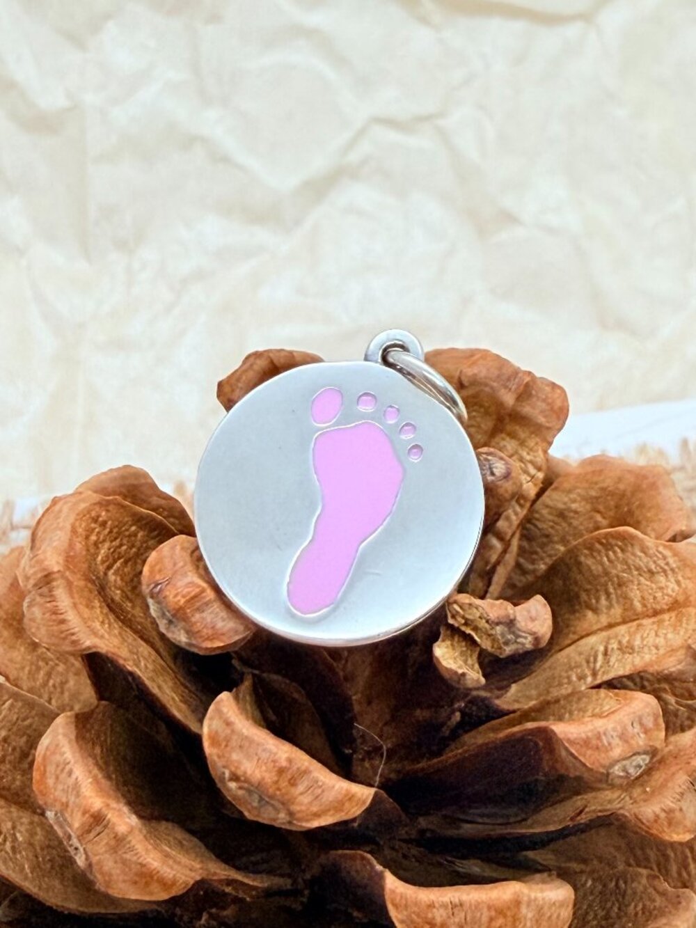 James Avery Enamel Footprint Charm Sterling Silver Pink Baby Charm